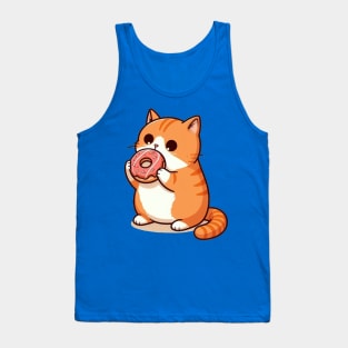 Cat Eating Donut Tank Top